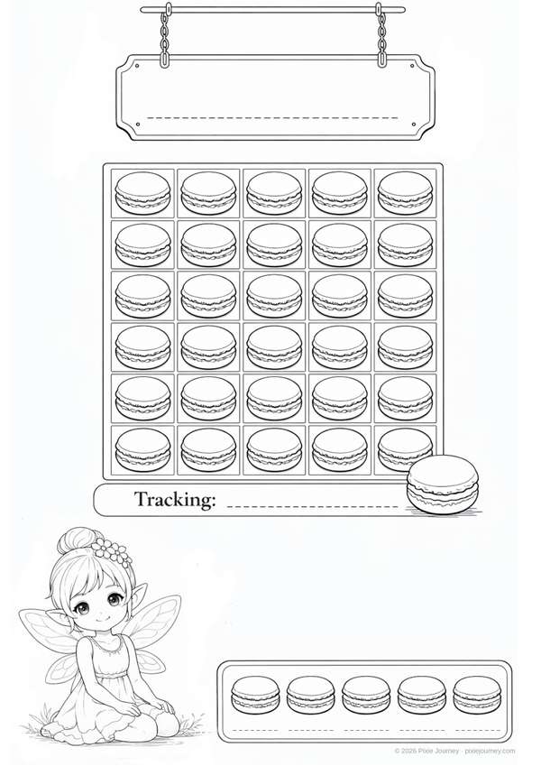 Lalah macaron universal tracker coloring page preview