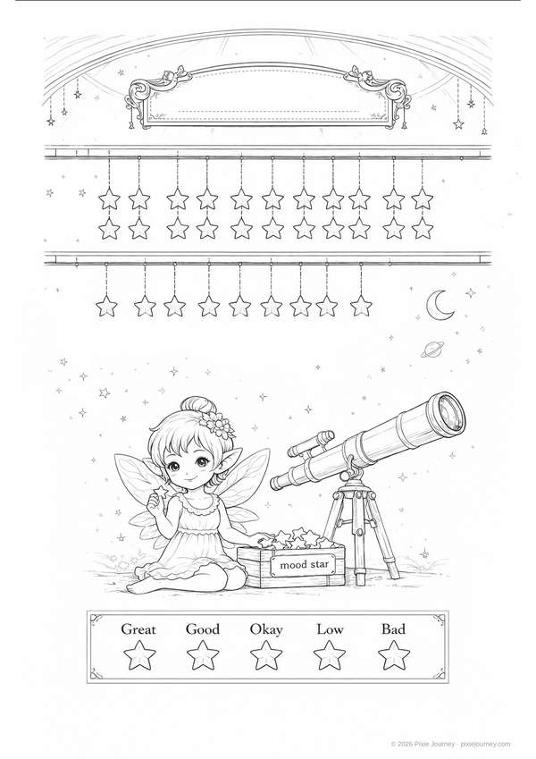Lalah mood star tracker coloring page preview