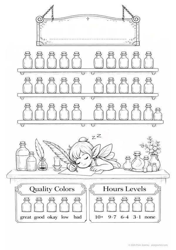 Lalah sleep potion tracker coloring page preview